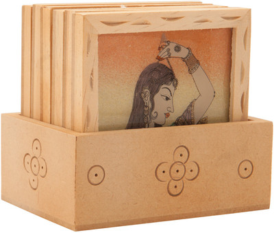 64% OFF on Traditional Rajasthan Square Wood Coaster Set