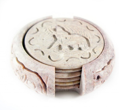 Shop Homely Round Marble Coaster Set