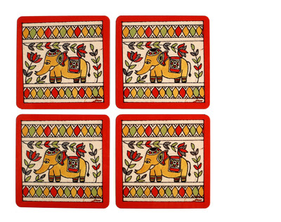 20% OFF on Creative Bloom Square Medium Density Fibreboard Coaster Set