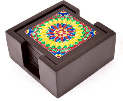 34% OFF on The Nodding Head Square Wood Coaster Set