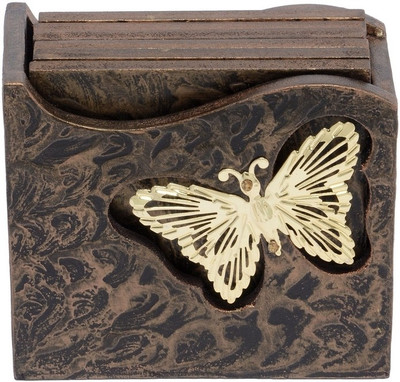 30% OFF on Aarav Designs Square Medium Density Fibreboard Coaster Set