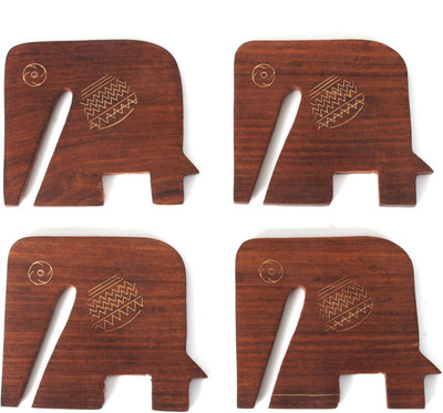 Cherrytin Square Teak Coaster Set