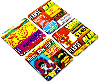 Mad(e) in India Square Medium Density Fibreboard Coaster Set Mad(e) in India Square Medium Density Fibreboard Coaster Set