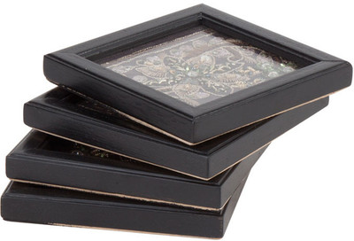 Fabulloso Square Wood, Glass Coaster Set Fabulloso Square Wood, Glass Coaster Set