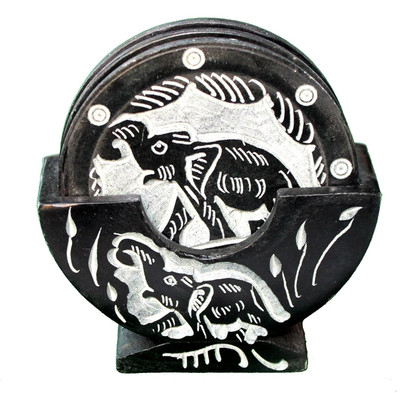 51% OFF on StonKraft Round Marble Coaster Set