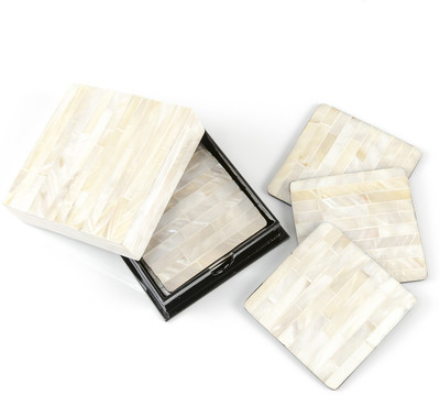 CherryTin Square Wood, Medium Density Fibreboard Coaster Set CherryTin Square Wood, Medium Density Fibreboard Coaster Set