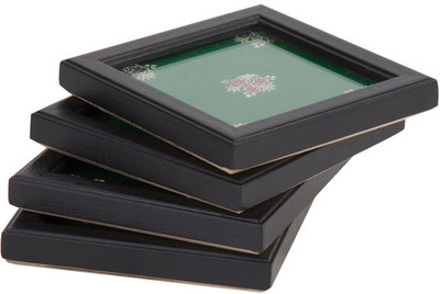 Fabulloso Square Wood, Glass Coaster Set Fabulloso Square Wood, Glass Coaster Set