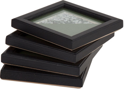 Fabulloso Square Wood, Glass Coaster Set Fabulloso Square Wood, Glass Coaster Set