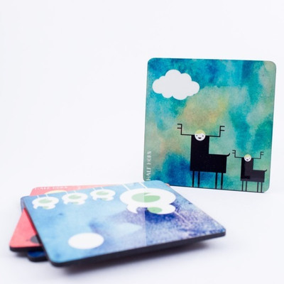 Half Horn Square Acrylic Coaster Set