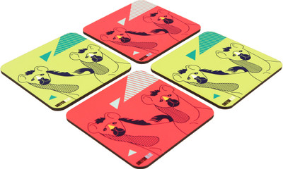 One For Blue Square Medium Density Fibreboard Coaster Set