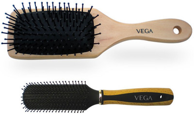 6% OFF on Vega Wooden Bristle Paddle Brush Small E2-Pbs With Flat Brush H6-Fb Set of 2 6% OFF on Vega Wooden Bristle Paddle Brush Small E2-Pbs With Flat Brush H6-Fb Set of 2