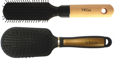 Vega Premium Flat Hair Brush E8-Fb With Premium Collection Cushioned Brush E14-Cb (Set Of 2)