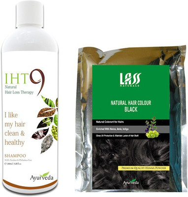 Lass Naturals Iht9 Hair Regrowth Shampoo With Natural Black Hair Colour (Set Of 2)