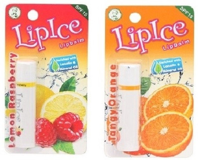 LipIce Lip balm combo tangy orange + lemon raspberry Set of 2