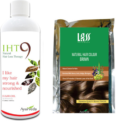Lass Naturals Iht9 Hair Oil With Iht9 Natural Brown Hair Colour (Set Of 2)