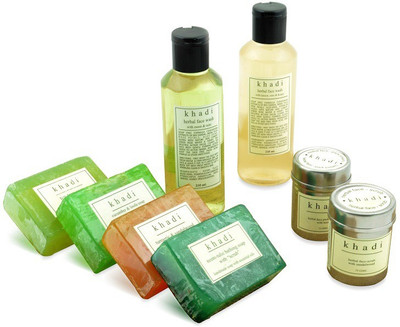 Khadi Herbal Solution Kit for Acne of Face Wash, Pack, Scrub & Soaps Set of 8 Khadi Herbal Solution Kit for Acne of Face Wash, Pack, Scrub & Soaps Set of 8