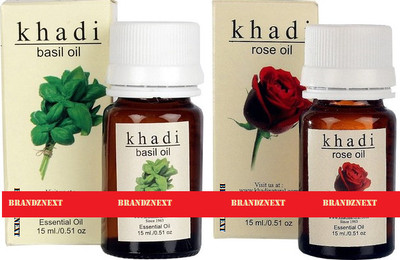 Khadi Essential Oil Combo - 7 Basil & Rose Set of 2