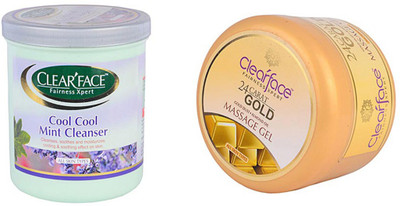 Clear Face Cool Cool Mint Cream With 24 Carat Gold Dust Almond Oil Massage Gel (Set Of 2)