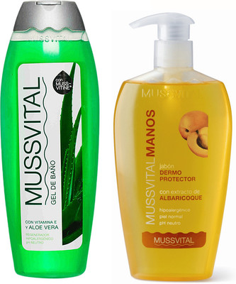 69% OFF on Mussvital Alovera Shower Gel & Apricot Hand Soap Set of 2 69% OFF on Mussvital Alovera Shower Gel & Apricot Hand Soap Set of 2