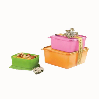 Tupperware - 4.2 L Plastic Food Container Pack of 3, Pink, Orange, Green Tupperware - 4.2 L Plastic Food Container Pack of 3, Pink, Orange, Green