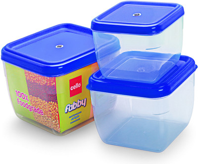 Cello Fabby Square Container Set 3 pcs Blue - 1600 ml, 2300 ml, 3300 ml Plastic Food Container Pack of 3, Blue Cello Fabby Square Container Set 3 pcs Blue - 1600 ml, 2300 ml, 3300 ml Plastic Food Container Pack of 3, Blue