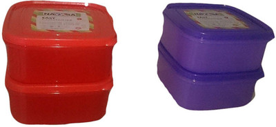 Nayasa - 1500 ml Plastic Food Container Pack of 4, Red, Purple Nayasa - 1500 ml Plastic Food Container Pack of 4, Red, Purple
