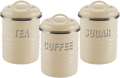 Typhoon Vintage Cream - Tea, Coffee, Sugar Set - 800 ml Stainless Steel Food Container Pack of 3, White Typhoon Vintage Cream - Tea, Coffee, Sugar Set - 800 ml Stainless Steel Food Container Pack of 3, White