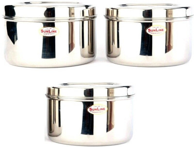 Sunline - 800 ml, 1200 ml, 1600 ml Stainless Steel Food Container Pack of 3, Steel Sunline - 800 ml, 1200 ml, 1600 ml Stainless Steel Food Container Pack of 3, Steel