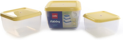 Cello Fabby Square Container Set 3 pcs M.Pearl - 1600 ml, 2300 ml, 3300 ml Plastic Food Container Pack of 3, Yellow Cello Fabby Square Container Set 3 pcs M.Pearl - 1600 ml, 2300 ml, 3300 ml Plastic Food Container Pack of 3, Yellow