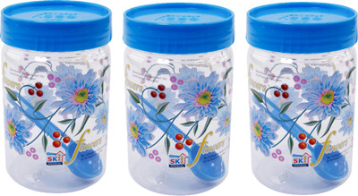 SKI Homeware Easy Pet Jars - 500 ml Plastic Food Container Pack of 3, Blue SKI Homeware Easy Pet Jars - 500 ml Plastic Food Container Pack of 3, Blue
