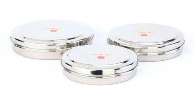 Sunline - 300 ml, 500 ml, 700 ml Stainless Steel Food Container Pack of 3, Steel Sunline - 300 ml, 500 ml, 700 ml Stainless Steel Food Container Pack of 3, Steel