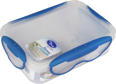 Seven Seas Clipfresh Rectangle-0.6 - 0.6 ml Plastic Food Container White, Blue
