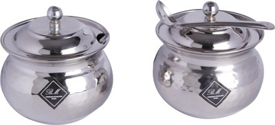 50% OFF on BM Hammered Ghee and oil Pot - pack of 2 - 250 ml Stainless Steel Food Container Pack of 2, Steel