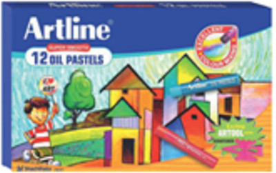 Artline Super Smooth Oil Pastel_12 Round Shaped Plastic Washable Crayons (Set Of 1, Multicolor)