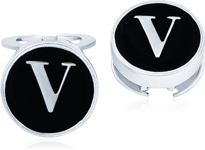 Navvya Alphabet Silver Cufflink Set White Navvya Alphabet Silver Cufflink Set White