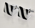 Big Five Deals Square ??? B.Waves Stainless Steel Cufflinks - Silver, Black