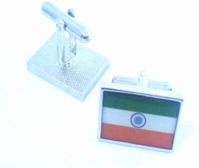 62% OFF on Leaf Jewel Rhodium Plated Cufflinks Silver