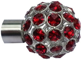 Windows Classic Red Crystal Finial Curtain Poles (Pack Of 2)