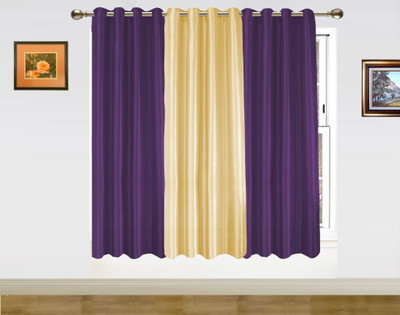 59% OFF on Dekor World Polyester Beige, Purple Self Design Eyelet Curtain