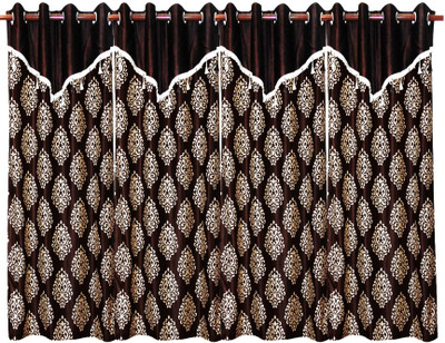 Zikrak Exim Polyester Brown Damask Eyelet Curtain Zikrak Exim Polyester Brown Damask Eyelet Curtain