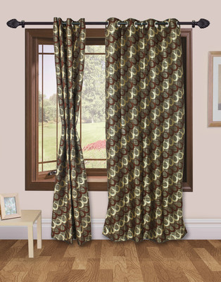 49% OFF on VS Collection Polyester Brown Abstract Eyelet Curtain