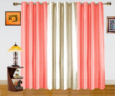 54% OFF on Dekor World Polyester Pink, White Printed Eyelet Curtain