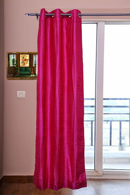 ZappyCart Silk Hot Pink Solid Eyelet Curtain