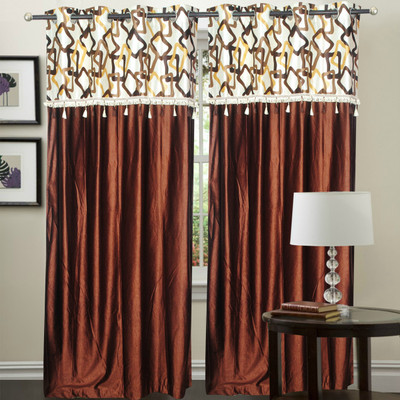 39% OFF on Hargunz Polyester Brown Floral Eyelet Curtain