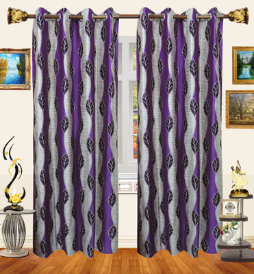 52% OFF on Decor Bazaar Polyester Purple Abstract Concealed Tab Top Curtain