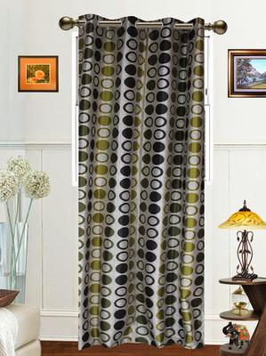 61% OFF on Dekor World Polyester Green Striped Tab Top Curtain