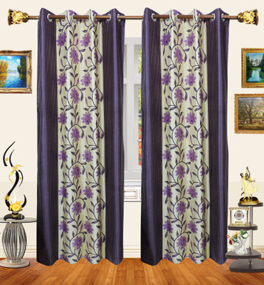 53% OFF on Decor Bazaar Polyester Purple Solid Eyelet Curtain