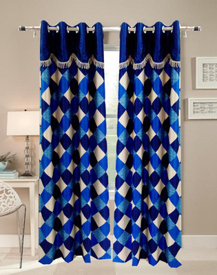 62% OFF on Homefab India Polyester Blue Graphic Eyelet Curtain