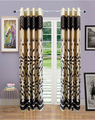 38% OFF on FabBig Polyester Brown Printed Eyelet Curtain