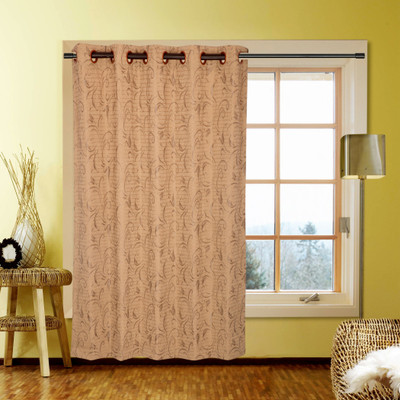 40% OFF on Kings Polycotton Brown Printed Eyelet Curtain